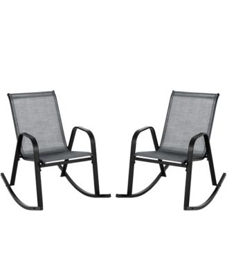 2pcs Patio Rocking Chair Heavy-Duty Metal Rocker Outdoor Anti-Slip