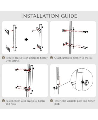 6Ft Vintage Floral Fringe Umbrella w/ Deck Holder Carry Bag Adjustable for Outdoor Balcony Deck Food Ice Cream Cart Mobile Stall