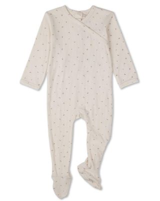 Baby Girls "Sprigs Have Sprung" Mini-Rib Rayon-Blend Crossover-Neck Footie