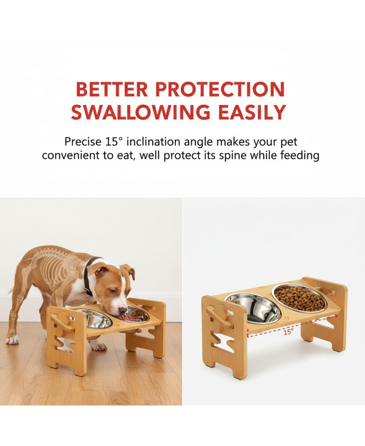 Aronkl Adjustable Elevated Dog Cat Bowl Stand Heights Tilt Foldable with 2 Stainless Steel Dishes