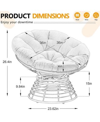 360degree(s) Rotatable Rattan Papasan Chair, Wicker Accent Lounge Seat with Soft Padded Cushion, Balcony, Living Room