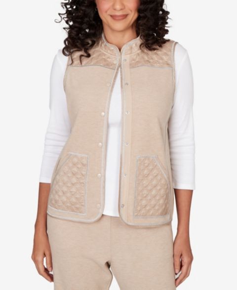 Женские жилеты Alfred Dunner Women's Comfort & Joy Quilted Snap Front Vest