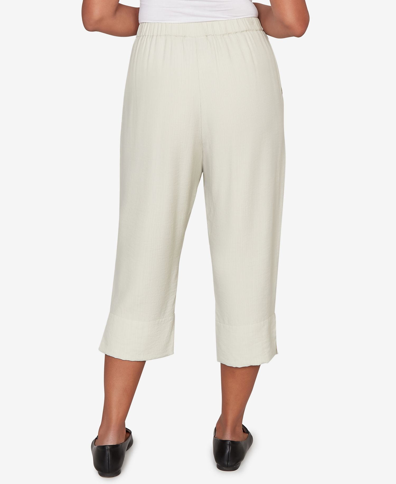 Women's Vintage Charm Relaxed Elastic Waistband Front Pocket Capri Pants