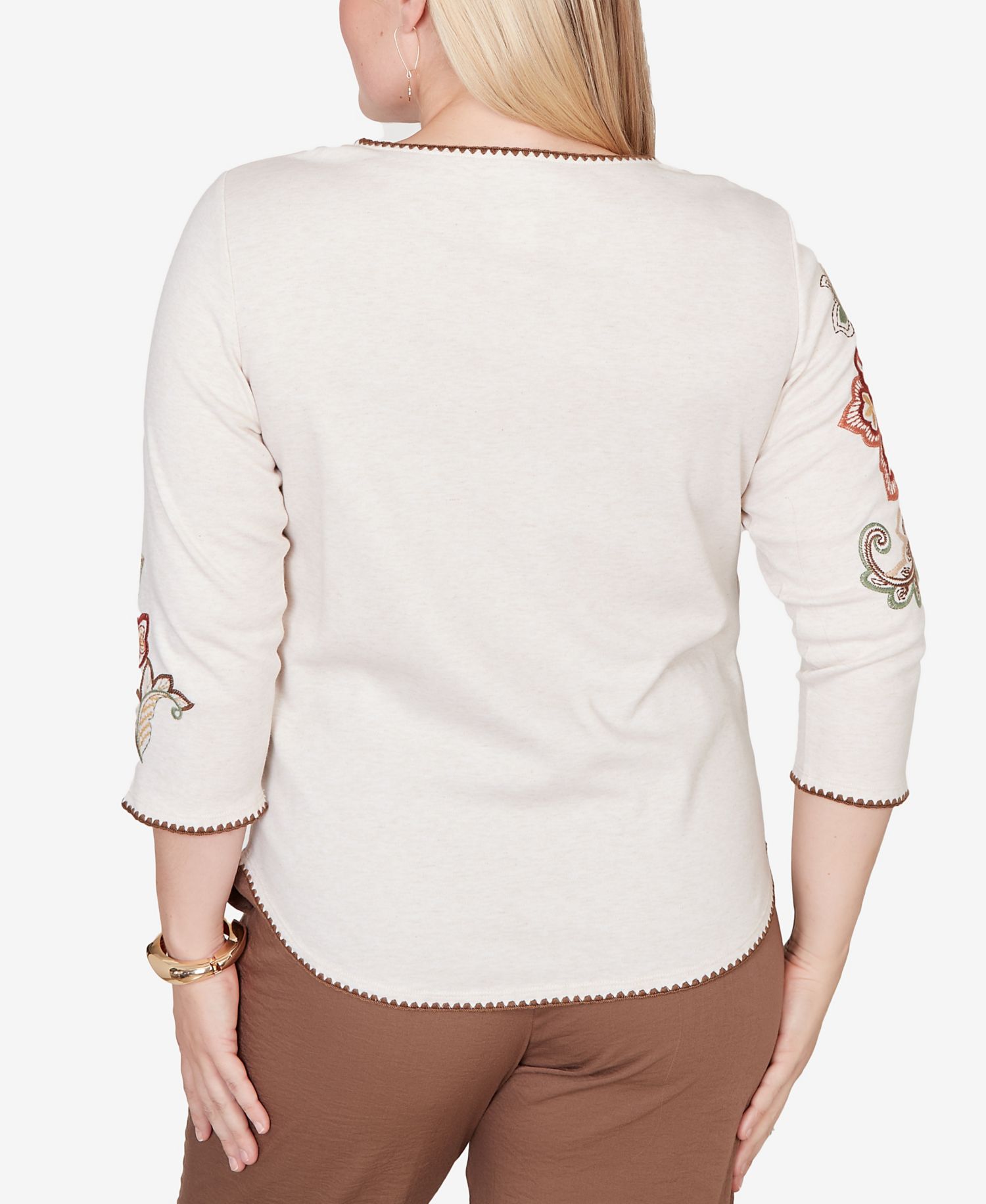 Women's Spice Market Asymmetrical Scroll Floral Round Hem Top
