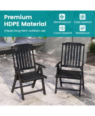 Foldable Patio Chair All-Weather HDPE Outdoor Dining Chair with Armrest