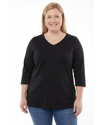 Plus Size Perfect Three-Quarter Sleeve V-Neck Tunic