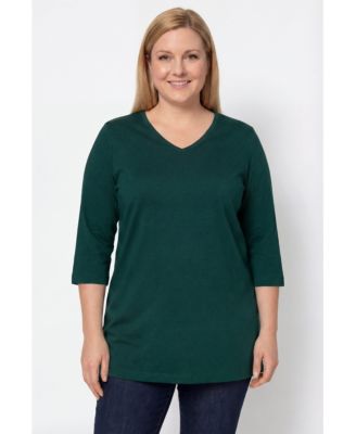 Plus Size Perfect Three-Quarter Sleeve V-Neck Tunic