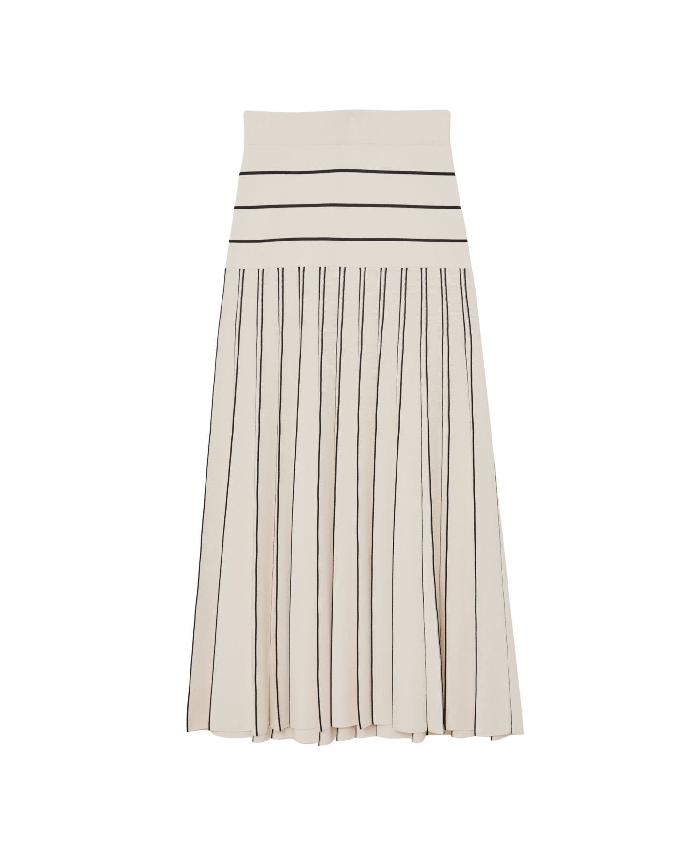 Женская юбка REISS Knitted Stripe Pleated Midi, цвет: Молочный / Чёрный — фото 2