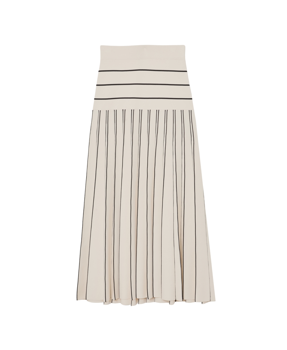 Reiss Women's Knitted Stripe Pleated Midi Skirt