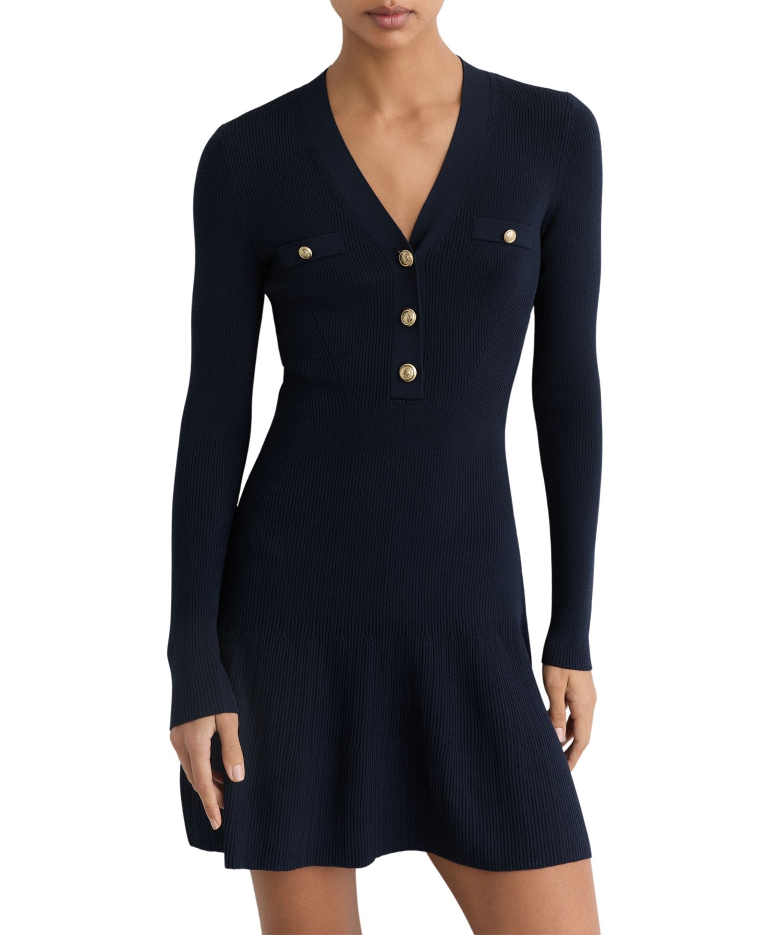 Women's Knitted Button-Detail Mini Dress