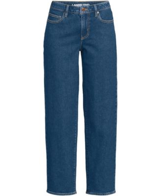 Women's Soft Denim Mid Rise Relaxed Straight Crop Jeans