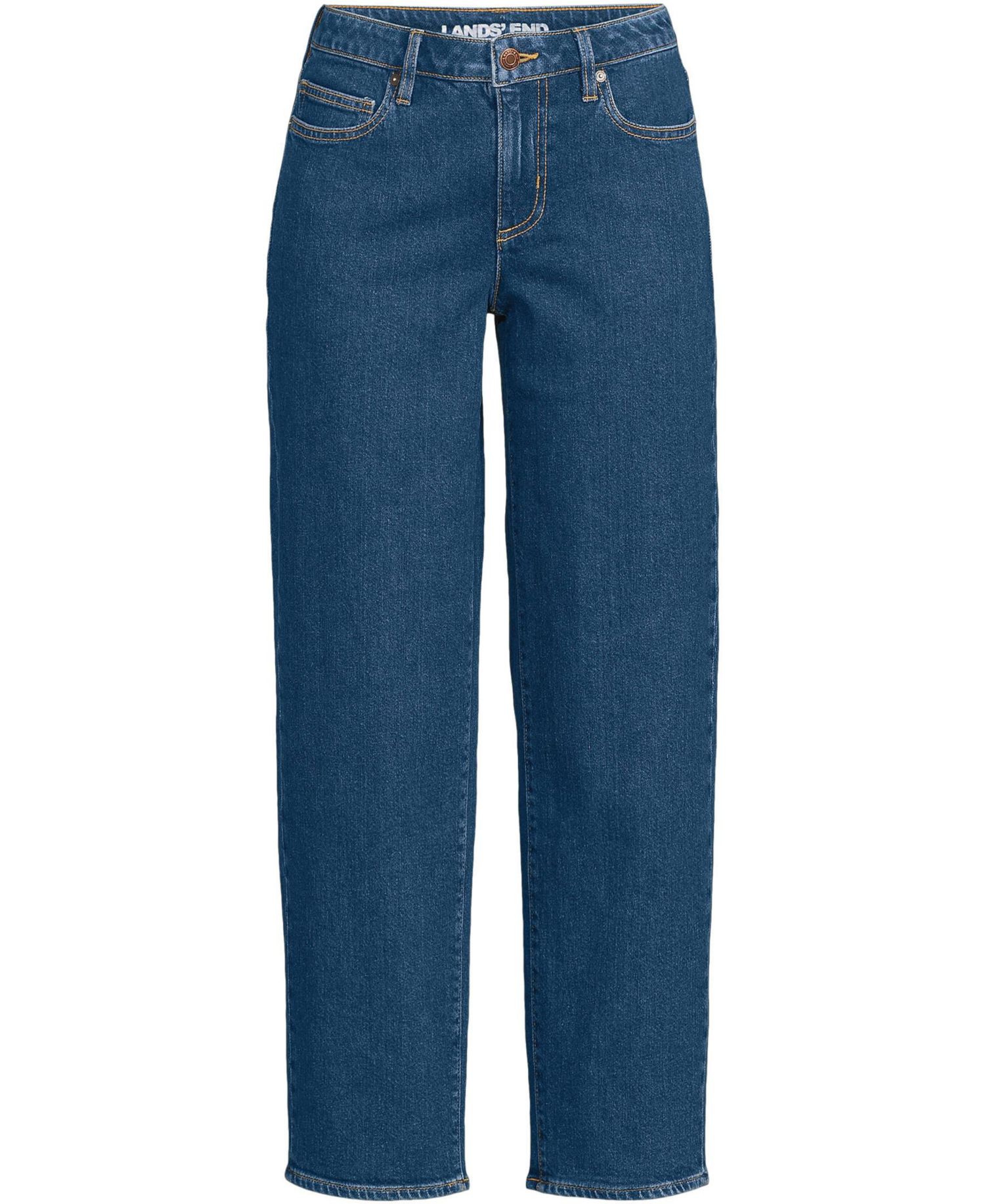 Women's Soft Denim Mid Rise Relaxed Straight Crop Jeans