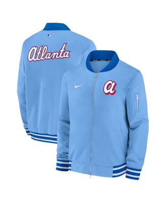Men's Light Blue Atlanta Braves 2026 City Connect Authentic Collection Relaxed Full-Zip Bomber Jacket