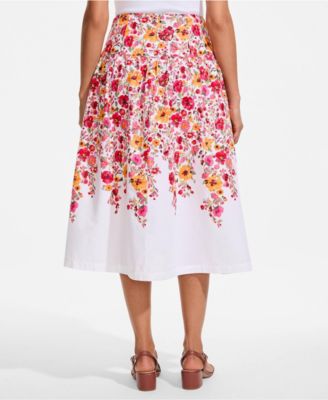 Petite Poplin Drop Waist Midi Skirt - Set Bottom