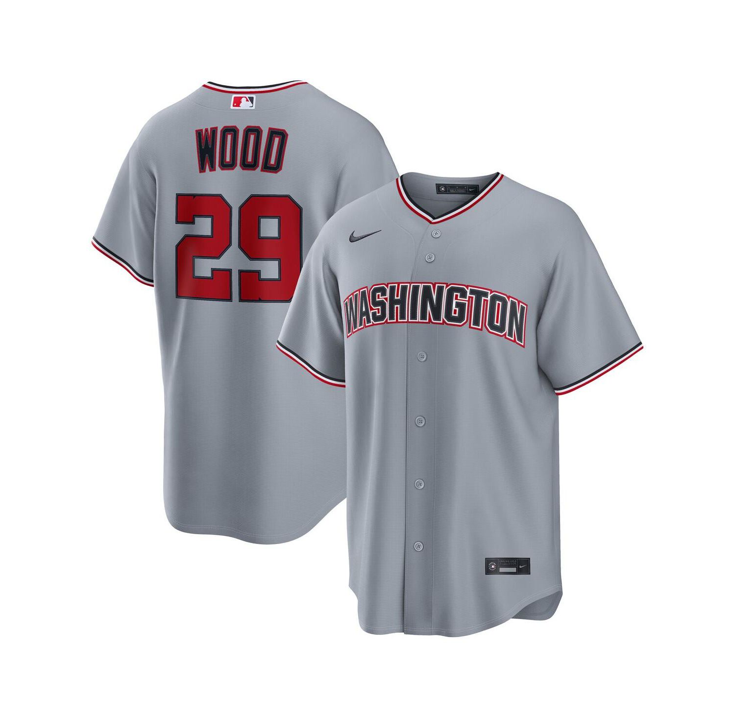 Men's James Wood Gray Washington Nationals Road Replica Jersey