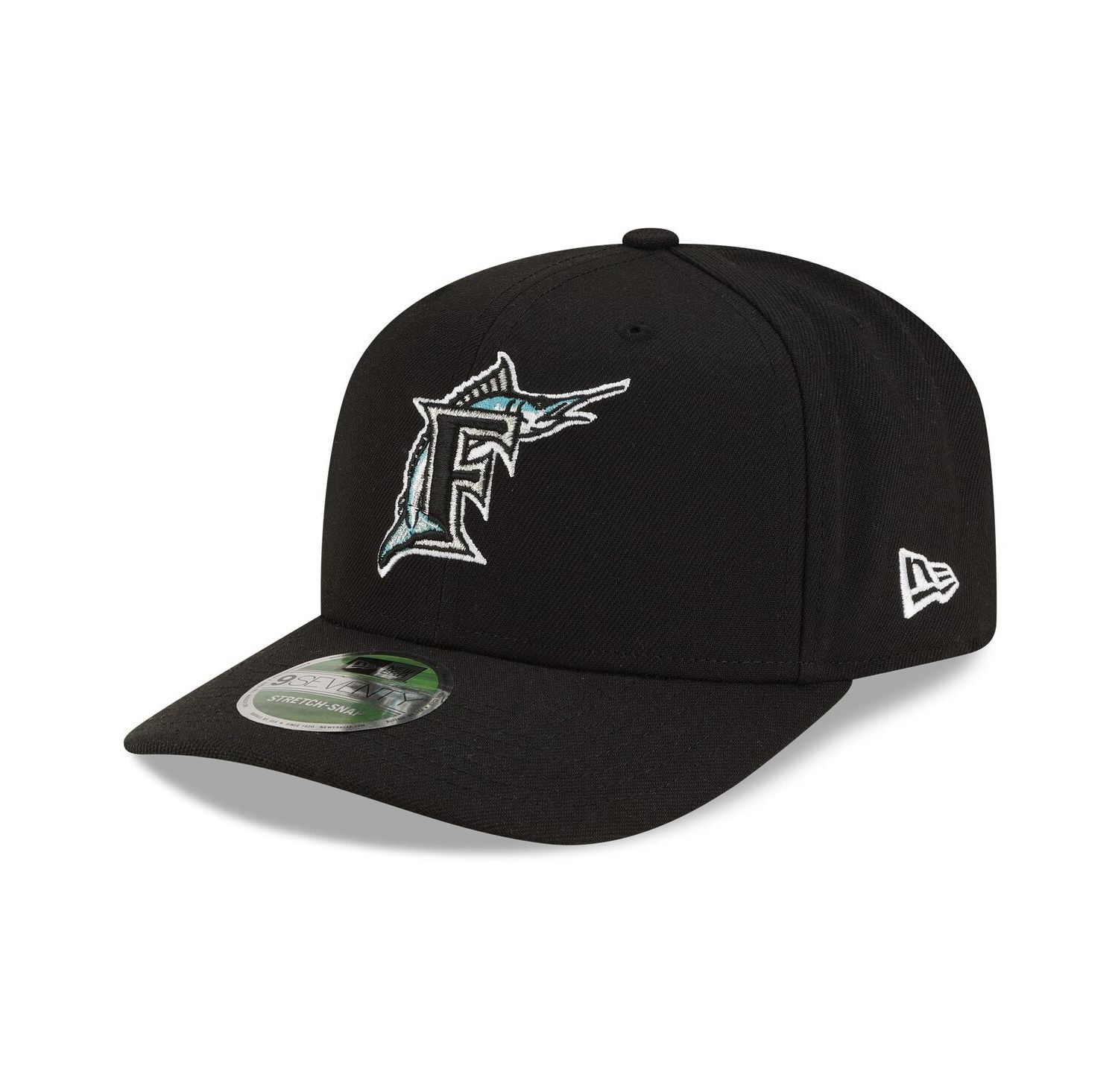 Men's Black Florida Marlins Player Replica 9SEVENTY Adjustable Hat