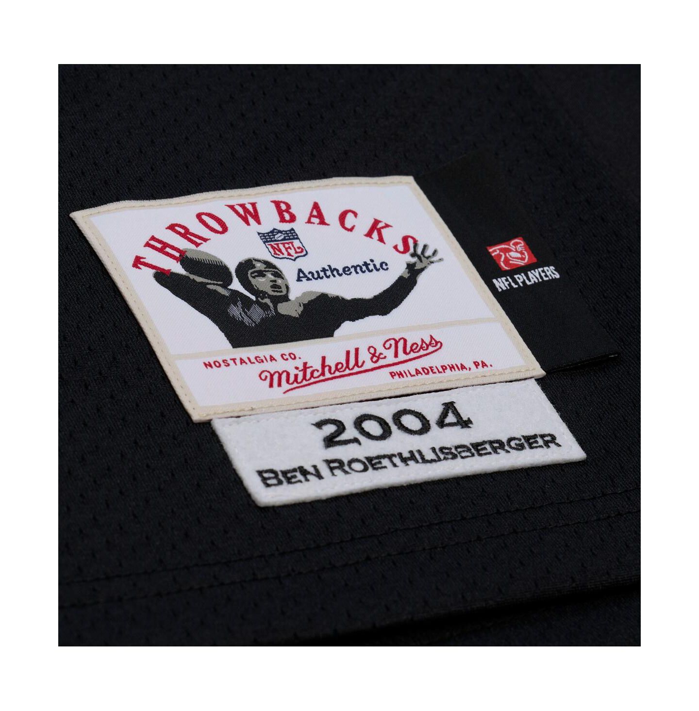 Мужской топ Mitchell & Ness Mitchell Ness Ben Roethlisberger Black Pittsburgh Steelers 2004 Authentic Jersey — фото 4