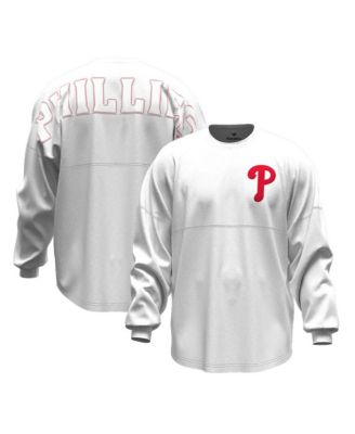 Women's White Philadelphia Phillies Baseball Stitch Spirit Jersey Long Sleeve T-Shirt