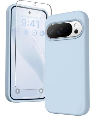 for Google Pixel 10/Pixel 10 Pro Case, Liquid Silicone Case with Screen Protector, Full Body Protective Cover, Shockproof Phone Cover