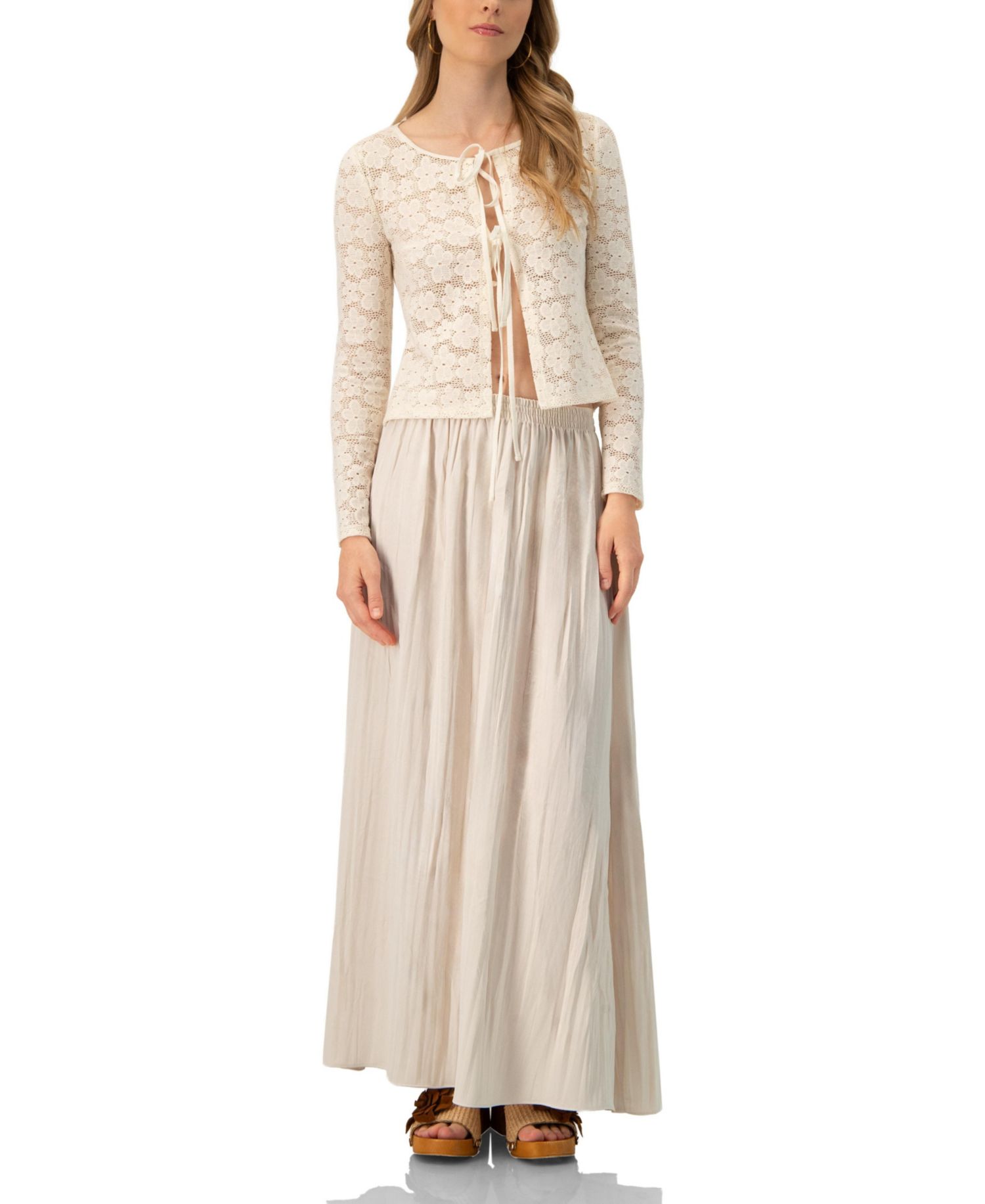 Women's Wide Midi Skirt with Side Slit