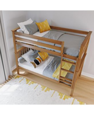 Max and Lily Twin over Twin Bunk Bed for Kids, Solid Wood Bunk Beds with Ladder, Pecan