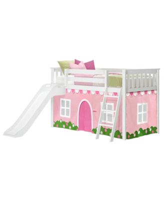 Low Loft With Easy Slide and Farmhouse Curtain