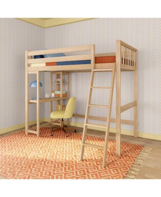 Max and Lily Scandinavian High Loft w/ Side Desk and Shelves