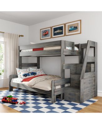 Modern Farmhouse Twin Over Full Bunk Bed With Staircase