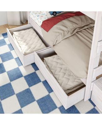Max and Lily Modern Farmhouse Twin Over Twin Bunk Bed With Staircase and Storage Drawers
