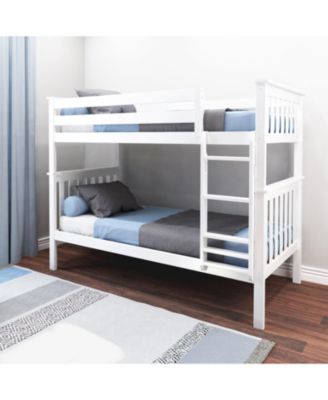 Max and Lily Twin over Twin Bunk Bed for Kids, Solid Wood Bunk Beds with Ladder, Pecan