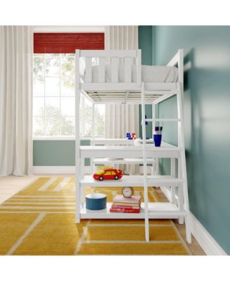 Max and Lily Classic Twin High Loft (Ladder on End) + Wraparound Desk