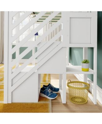 Max and Lily Classic Twin High Loft (ladder on end), Desk, Staircase