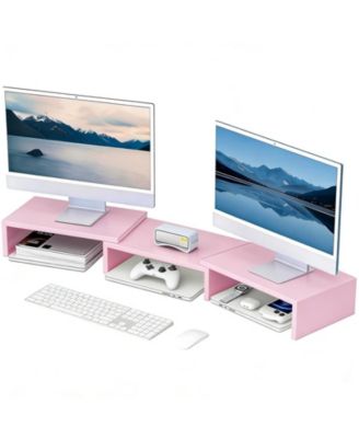 Desk Organizer Dual Monitor Stand Riser Shelf