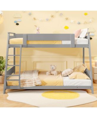 Solid Wood Twin Over Full Bunk Bed with Ladder