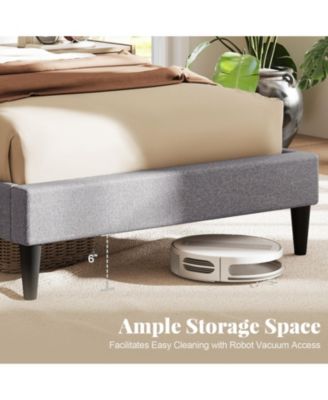 Twin Linen Upholstered Platform Bed Frame with Headboard