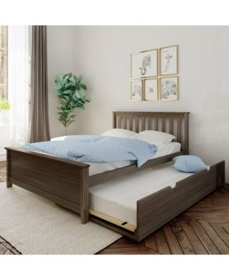 Max and Lily Full Size Bed Frame with Trundle, Solid Wood Platform Bed with Storage