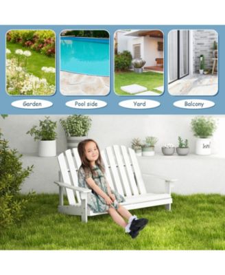 2-Person Kids Adirondack Rocking Chair with Slatted Seat