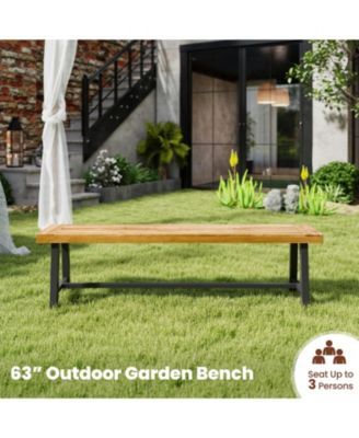 63-inch Acacia Wood Backless Outdoor Bench for 3 People