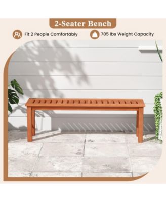 47-inch Solid Wood Patio Bench with Slatted Seat, 2-Person