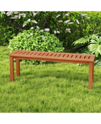47-inch Solid Wood Patio Bench with Slatted Seat, 2-Person