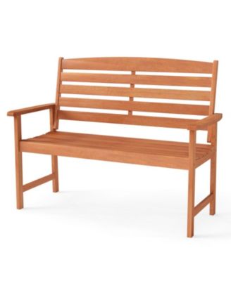 2-Person Solid Wood Garden Bench with Slatted Backrest