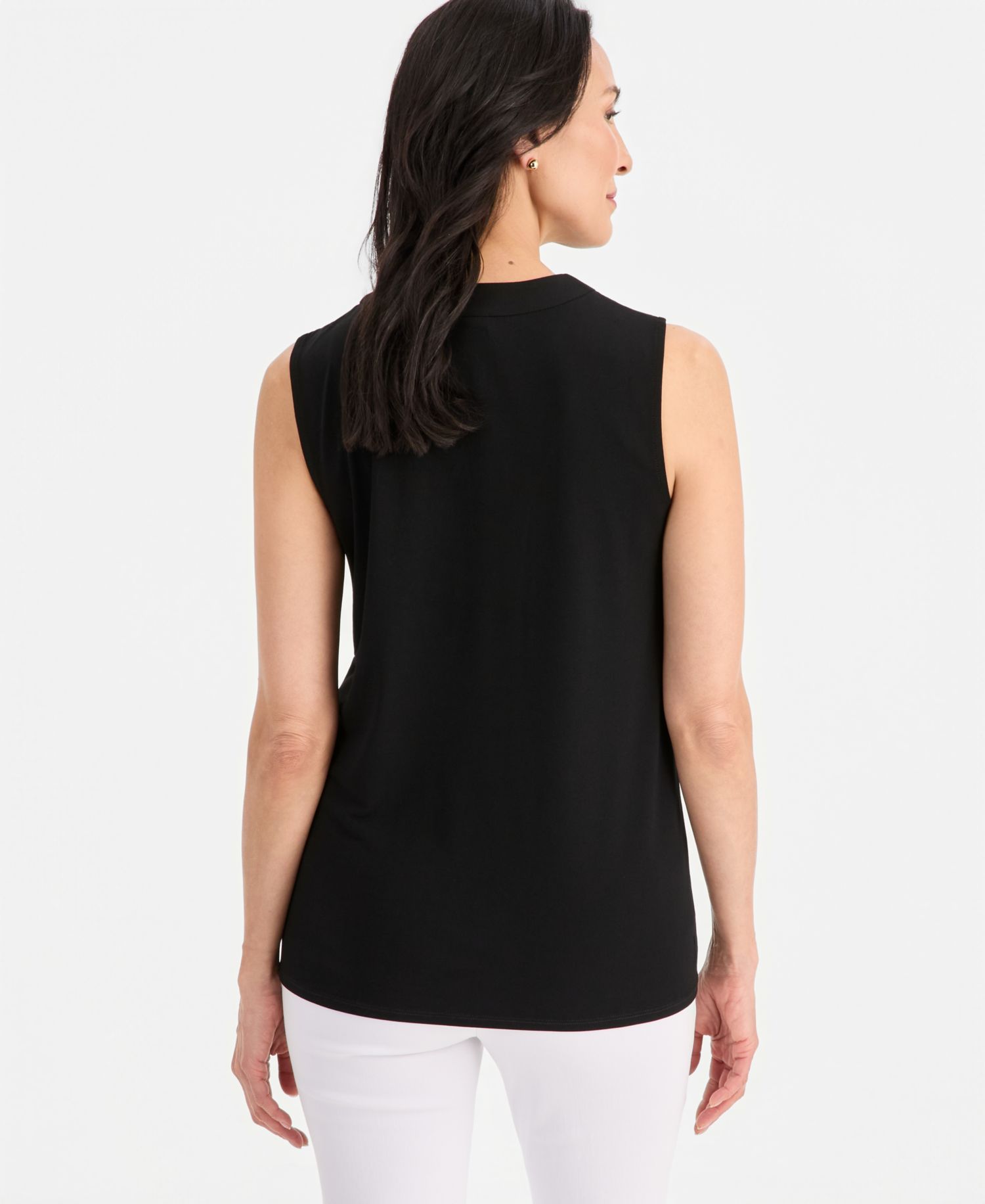 Petite Solid Lace-Up Sleeveless Top