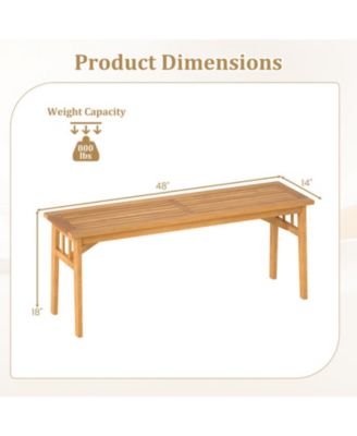 48-inch Acacia Wood Backless Bench with Triangular Support