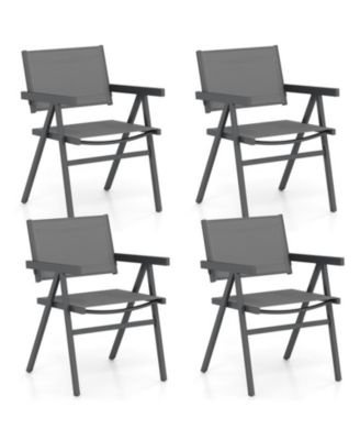Outdoor Patio Dining Chairs Set of 4 with Breathable Fabric Seat