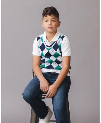 Toddler Boys Organic V-Neck Argyle Sweater Vest