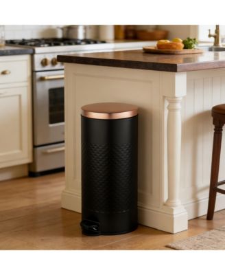 8 Gal / 30 Liter Round Shape Step-on Trash Can with Silent Close Lid, Heavy-Duty Pedal & Easy-Clean Design for Kitchen, Bathroom, Office