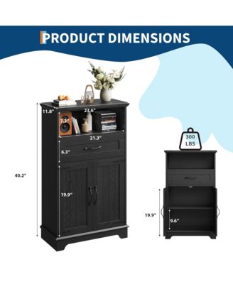 Farmhouse Bathroom Storage Cabinet - Wooden Furniture with Doors, Drawers and Adjustable Shelf - Rustic Organizer for Kitchen, Laundry