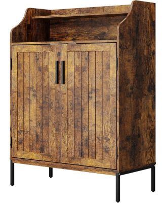 Modern Shoe Storage Cabinet with Doors, 4 Tier Organizer with Adjustable Shelves