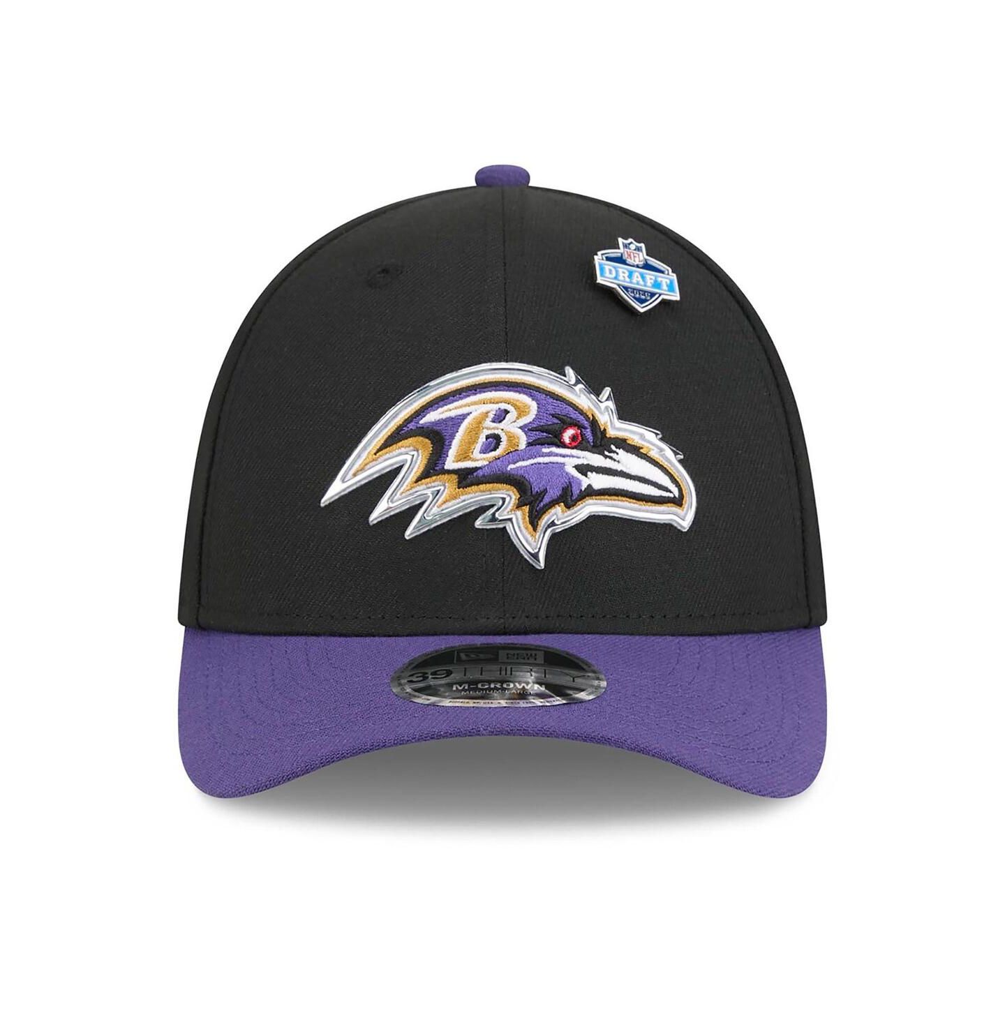 Мужская кепка New Era Black/Purple Baltimore Ravens 2026 NFL Draft 39THIRTY M-Crown Flex Hat — фото 2