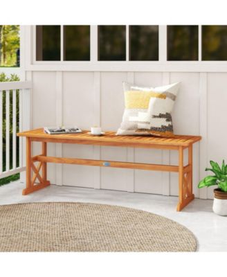 51 in Acacia Wood Outdoor Bench with Slatted Seat and High Capacity
